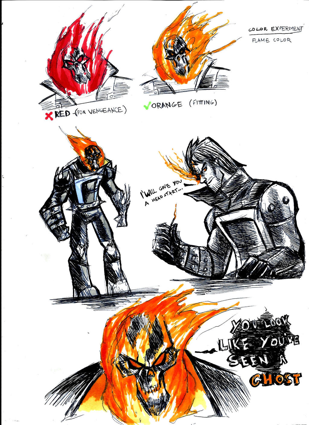 GHOST RIDER:SKETCHIN AND COLOR TEST by ArtFrenzyBoris on DeviantArt