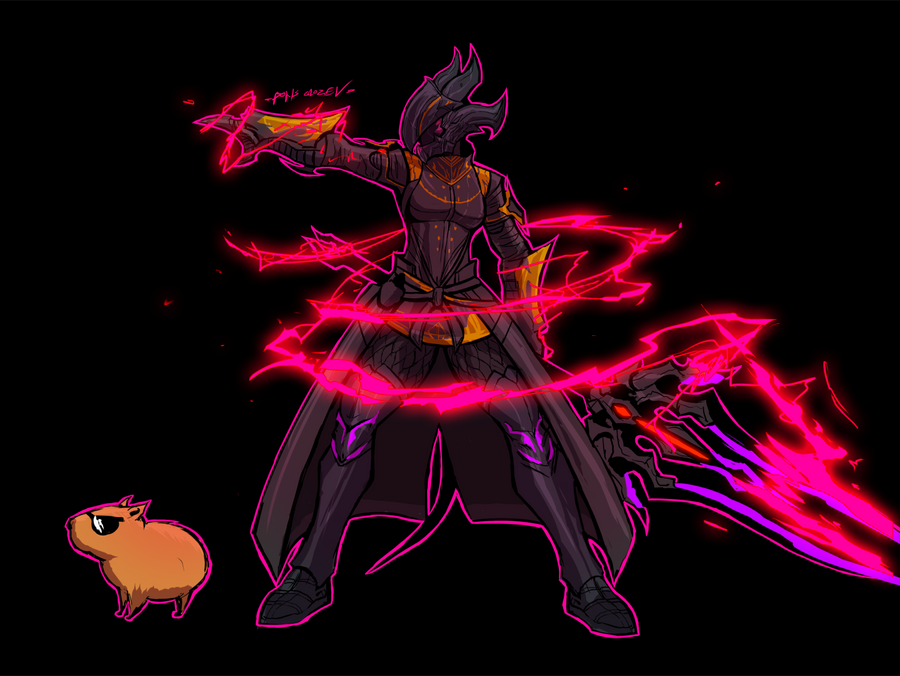 COMMISSION: DRAGOON NERGUI AND HER CAPYBARA by ArtFrenzyBoris on DeviantArt