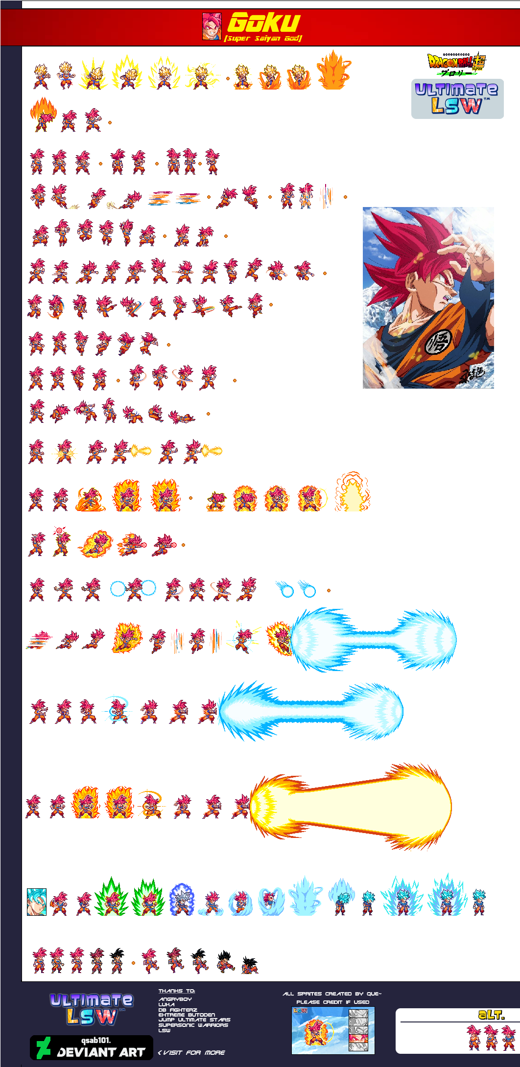 Super Saiyan God Goku Ulsw Sprite Sheet by NaCl7861 on DeviantArt
