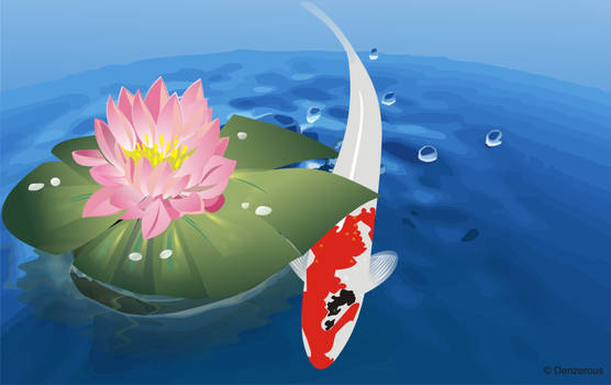 Lotus and Koi Fish Vector