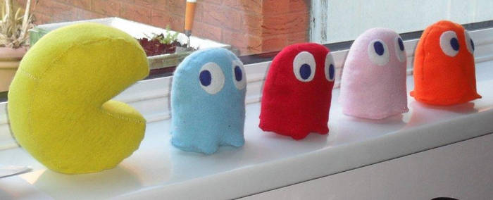 Pacman and Ghosts Plushies