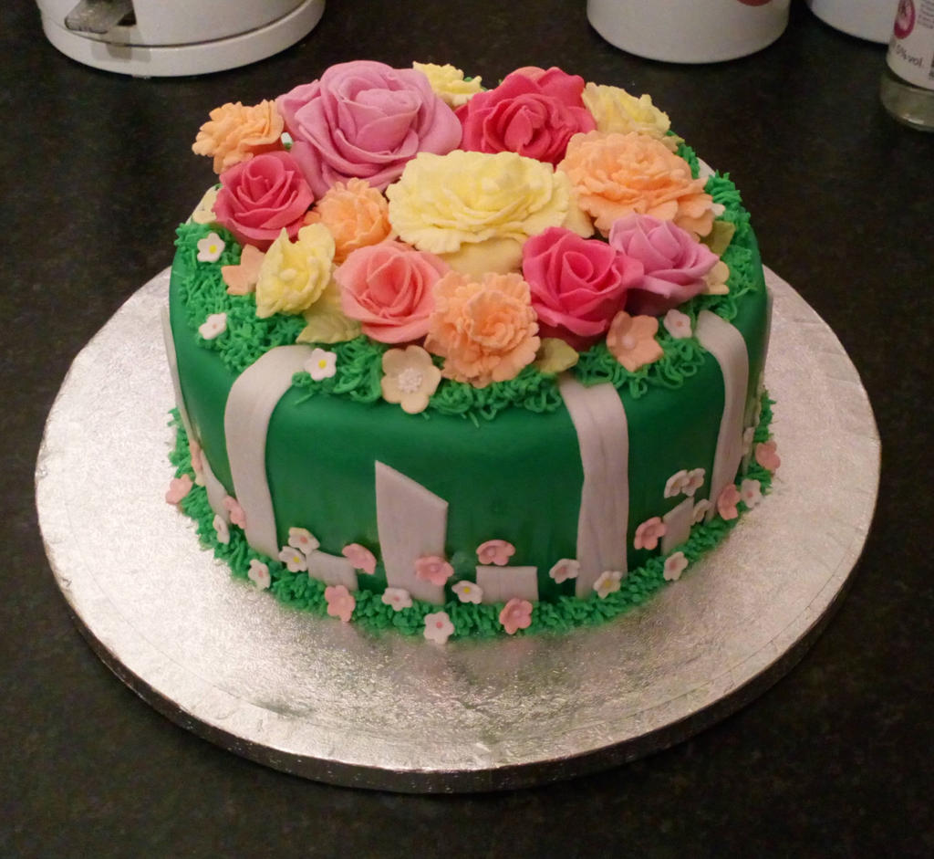 Flower Garden Cake By Trainscribbler On
