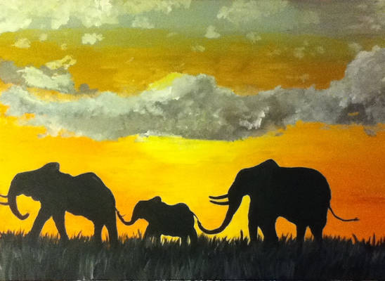 A Sunset with Elephants