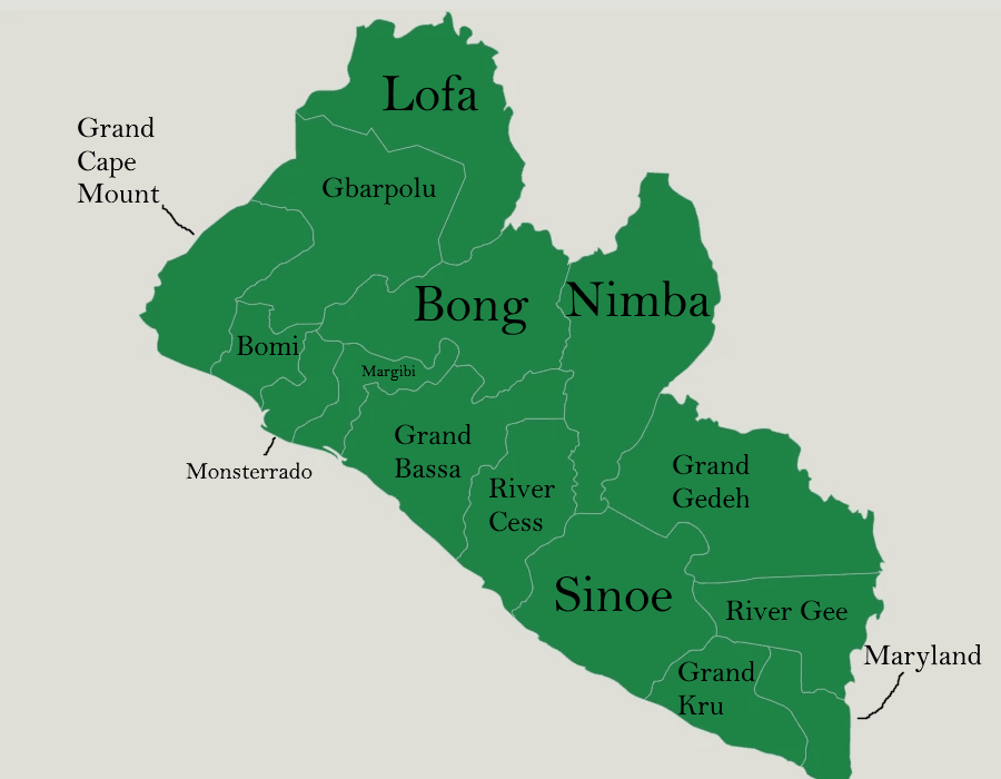 Map of Liberian counties by mje112 on DeviantArt