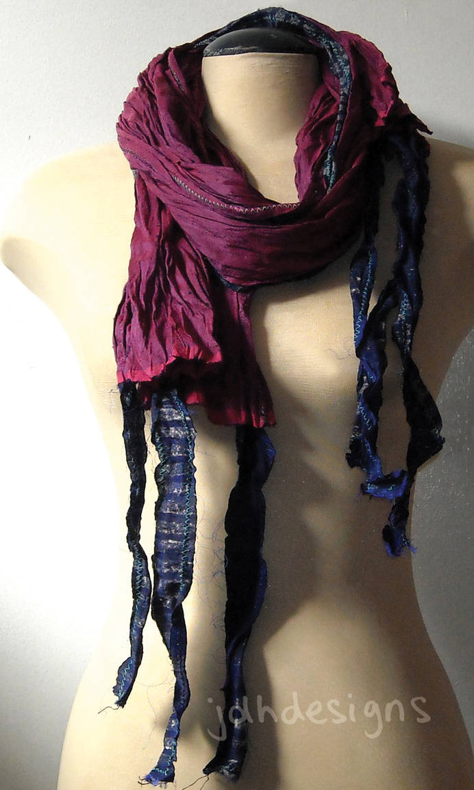 Purple and Navy Silk Scarf