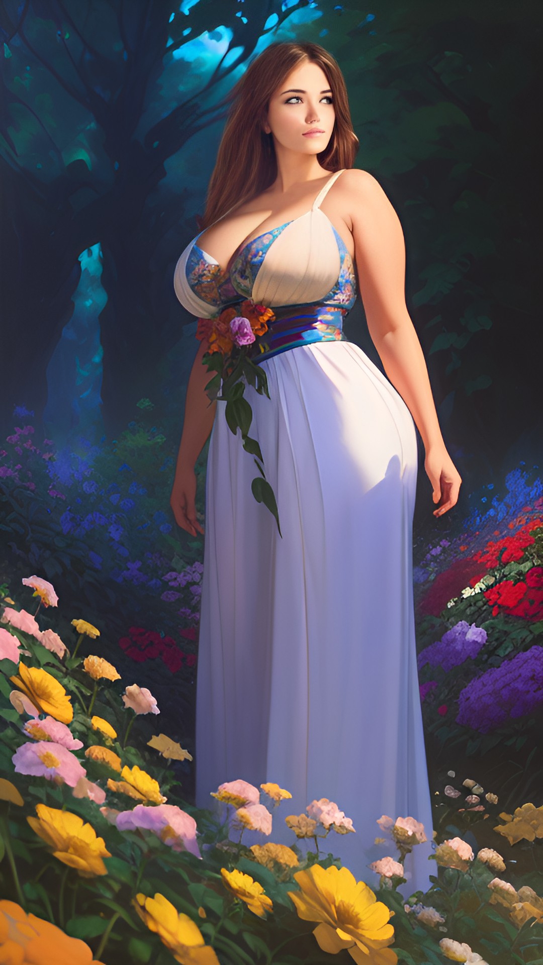 Most Female Deviantart Curvy Brunette in a Flowery Forest by Loki-667 on DeviantArt