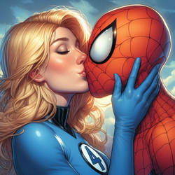 Invisble Woman kissing Spider-Man 2