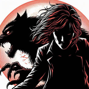 Werewolf full moon silhouette