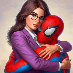 Jennifer Walters hugging Spider-Man