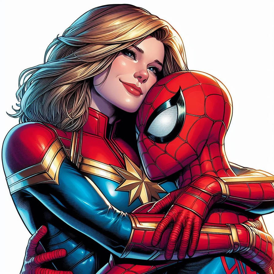 Hug Spider Man Captain Marvel x Spider-Man hug by Loki-667 on DeviantArt