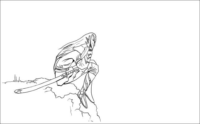 Drizzt thinking lineart