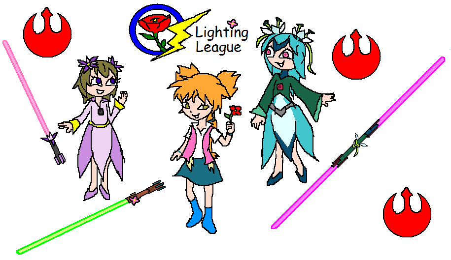 Aster and Liliana and Flora with Jedi Lightsabers