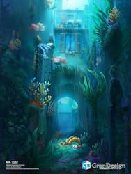Underwater city ruins