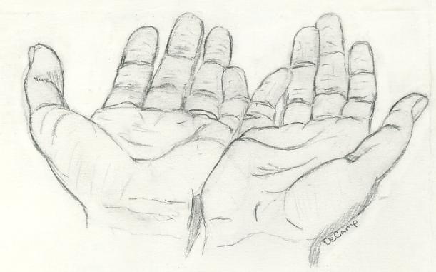 Sketch Cupped Hands Drawing