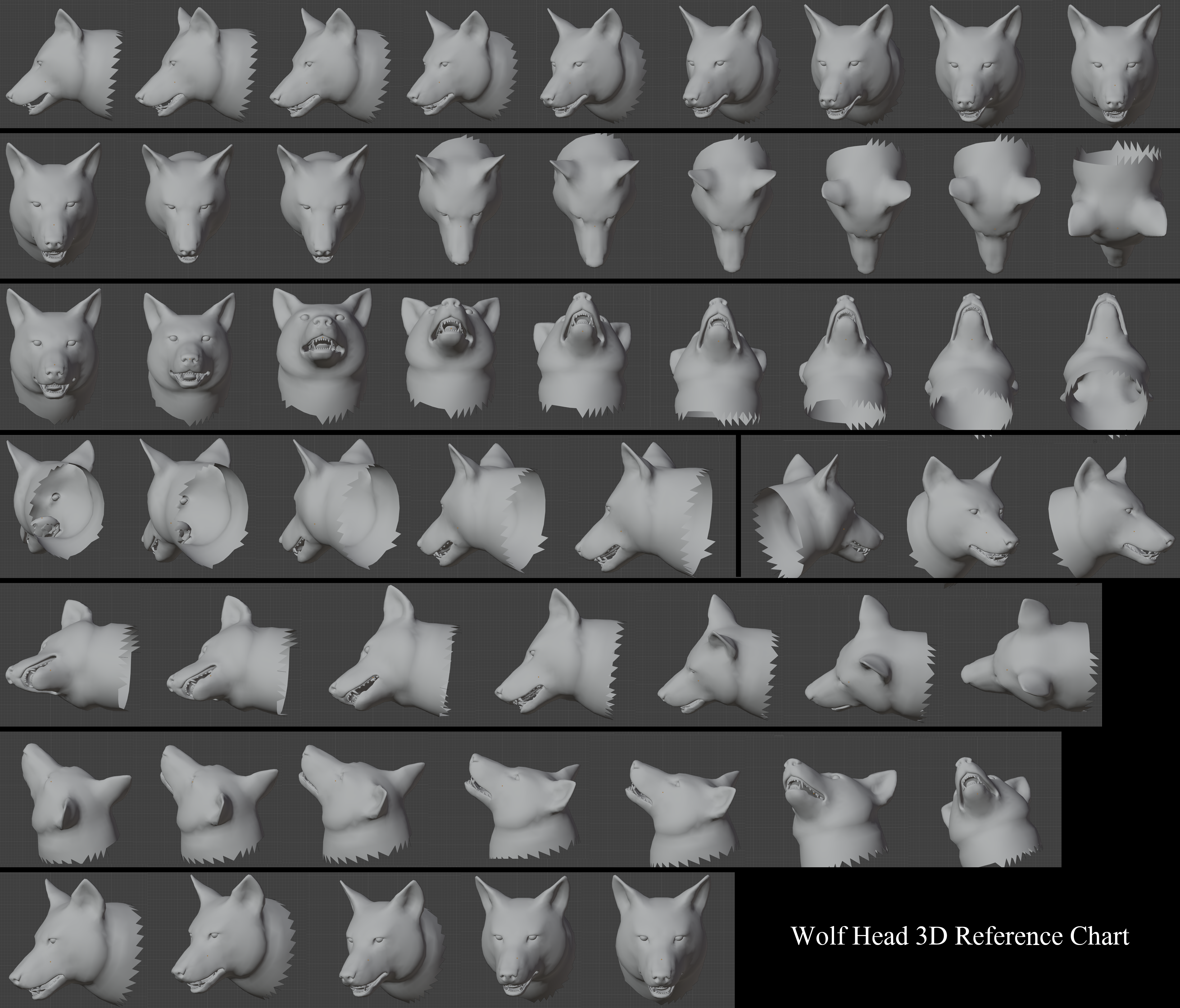 3d wolf head chart