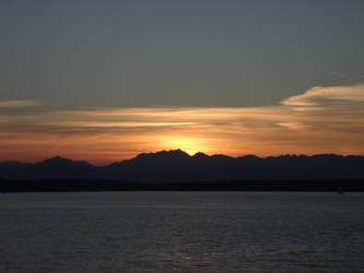 Olympic mountains at sunset