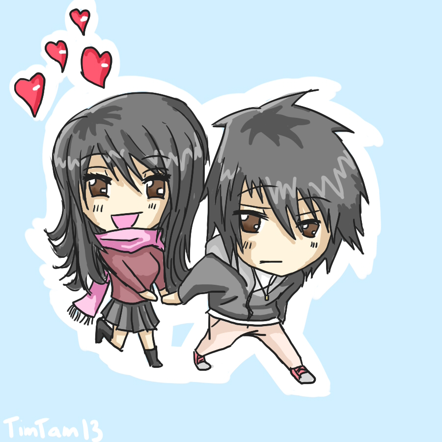 anime chibi couple drawing