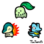 Chibi Johto Starters by TimTam13