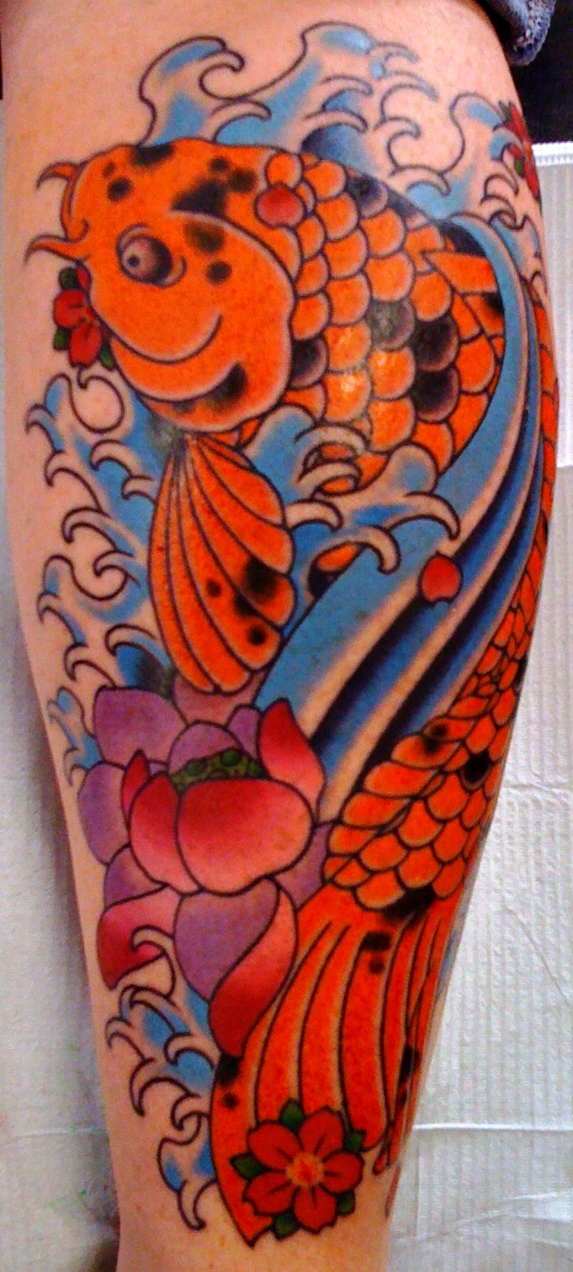 Koi, right calf