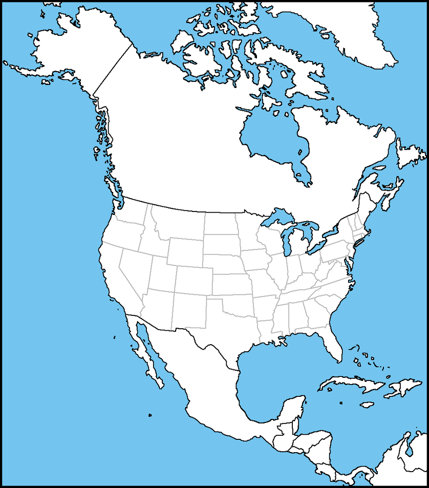 Контурная карта Северной Америки. Пустая карта Северной Америки. Карта Северной Америки без названий. Карта Северной Америки Америки.