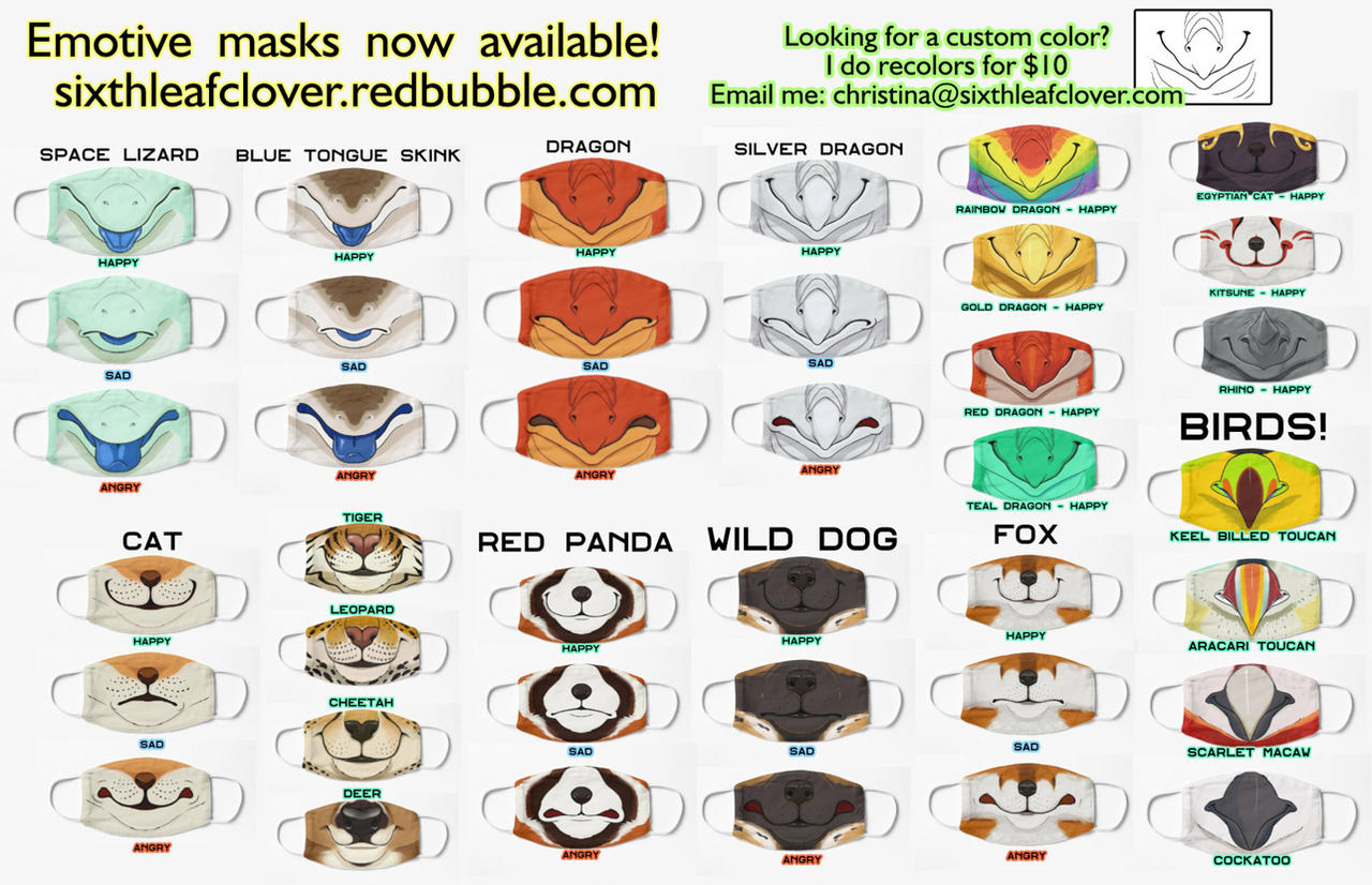 Mask Catalog Redbubble by TheSixthLeafClover on DeviantArt