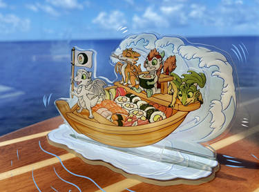 Sail with The Sushi Dragons Boat Acrylic Standee