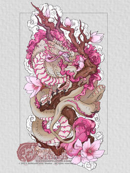 Wild Sakura Dragon Tshirt Design