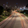 Chicago and freeway at night - red
