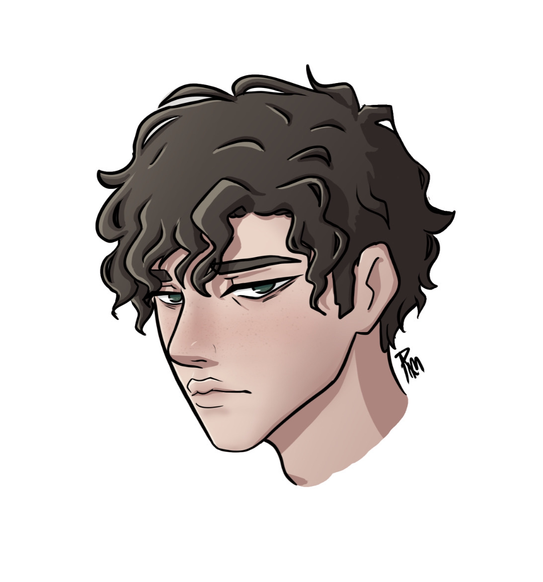 curly anime hair drawing