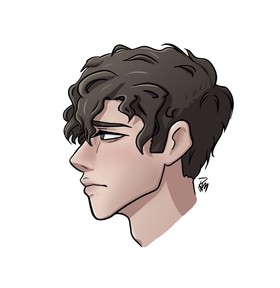 Curly Hair Drawing Boy Anime - bmp-moustache