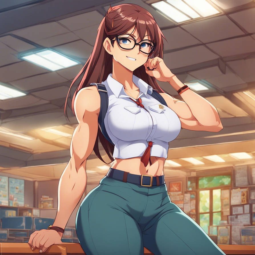 Muscular sexy schoolgirl