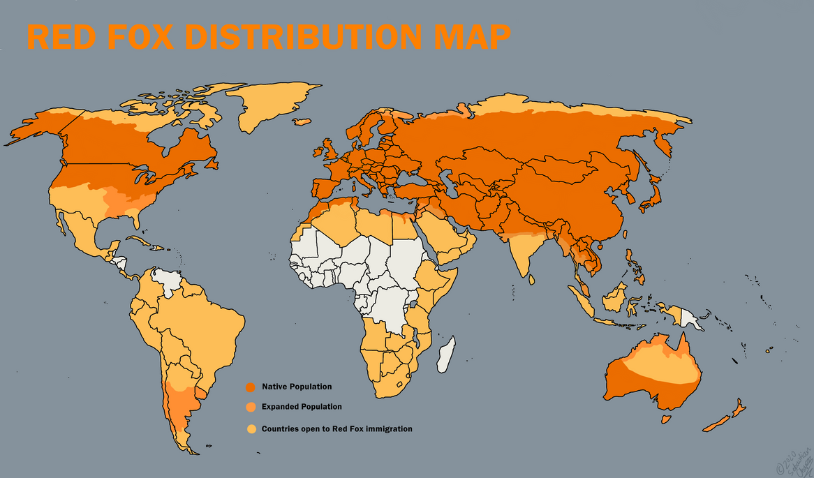 Red Fox Locatility Red Fox Distribution Map by ArtRock15 on DeviantArt