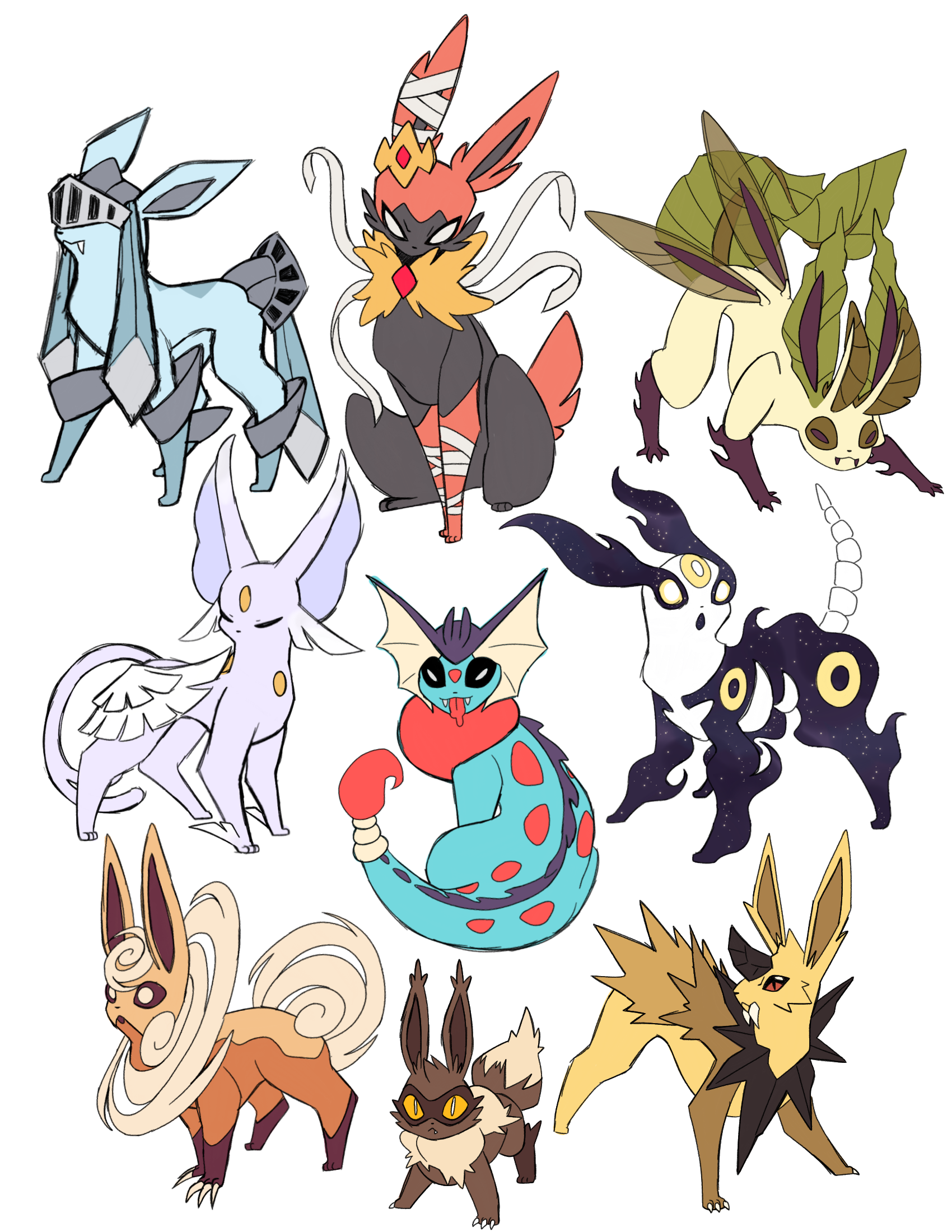 Regional Eevee and Eeveelutions by BlueJayy44 on DeviantArt