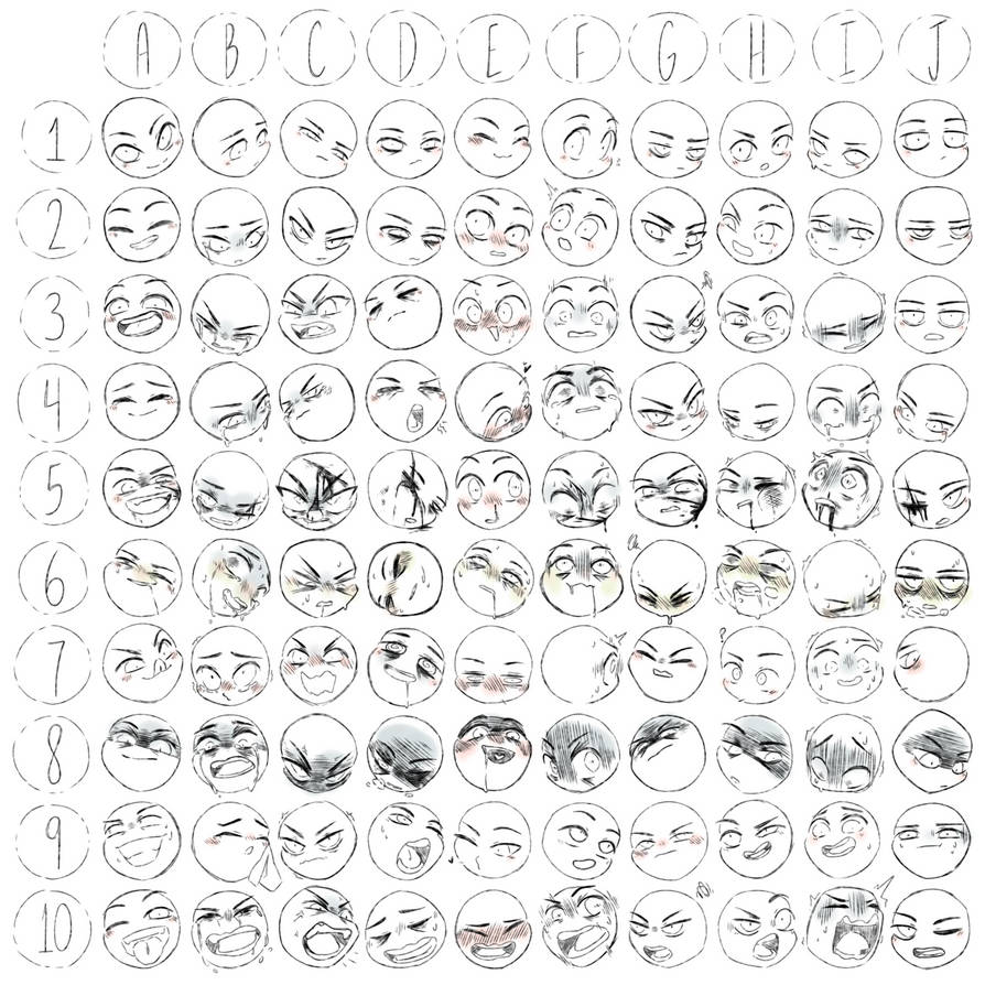 100 Expression Sheet 2.0 by BlueJayy44 on DeviantArt
