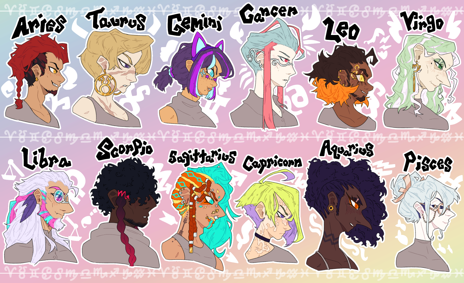 Humar Signs Human Zodiac Portraits by BlueJayy44 on DeviantArt