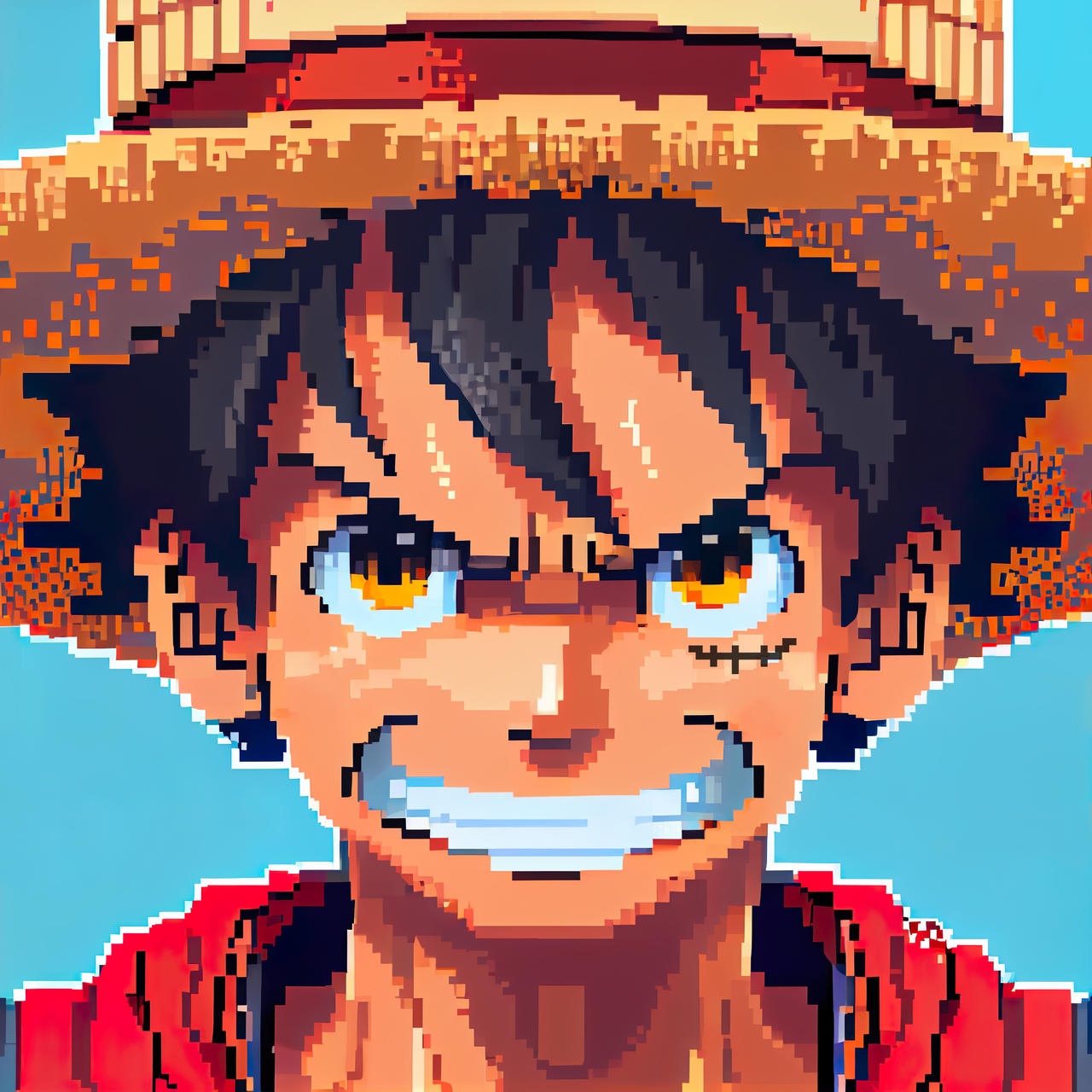 Pixel Hot - One Piece of One Piece pixel art! Luffy!
