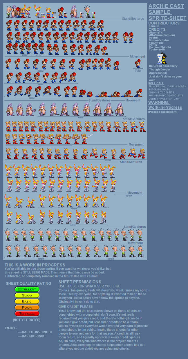 Archie Starter Sheet by RaccoonShinobi on DeviantArt
