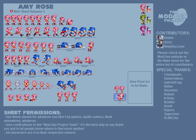 Amy Sprite Sheet by ZMK30 on DeviantArt