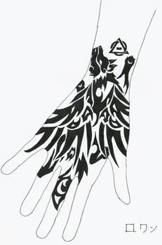 Winged Wolf Glove Tattoo