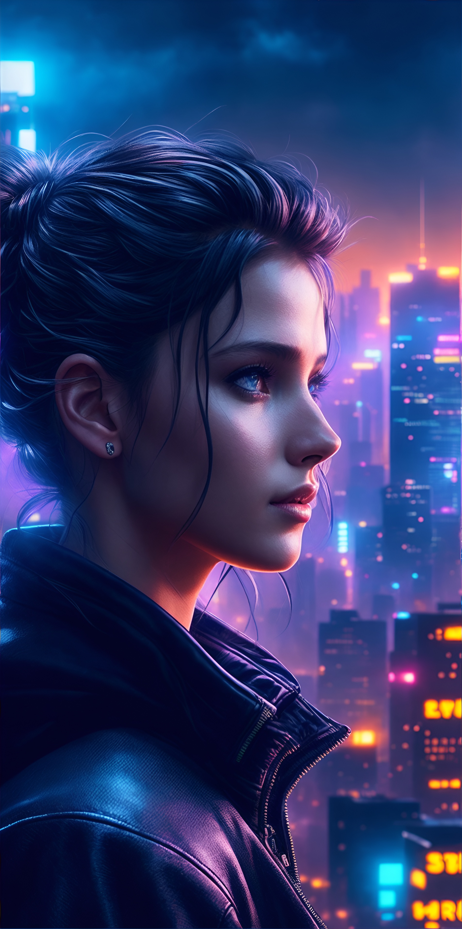 Aesthetic Cyberpunk Girl Desktop Wallpaper - Cyberpunk Wallpaper