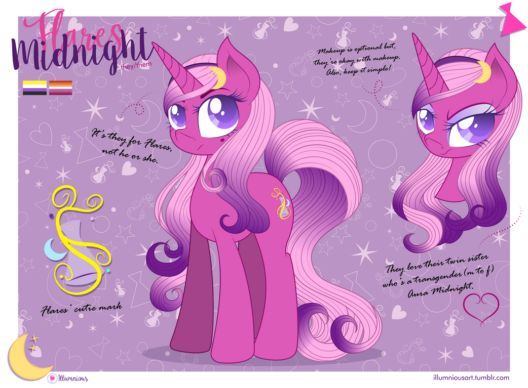 Flares' new design with notes by illumnious on DeviantArt