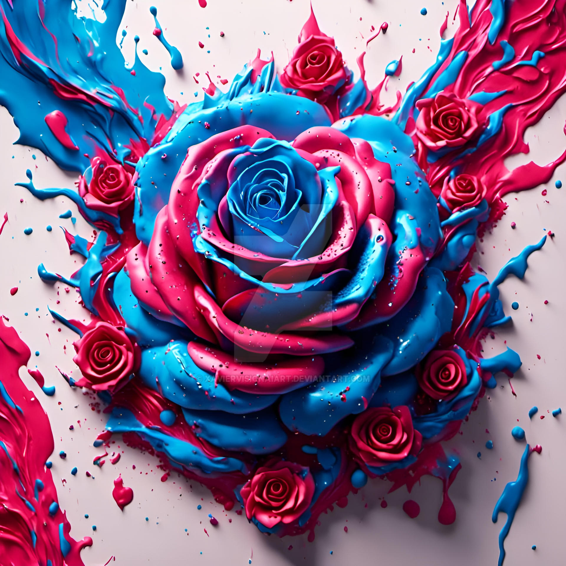 Red/Blue Rose by XavierVisionAiArt on DeviantArt