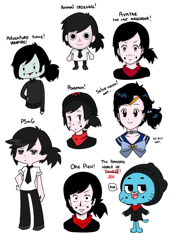 drawing myself in different art styles by KoalaPawns on DeviantArt