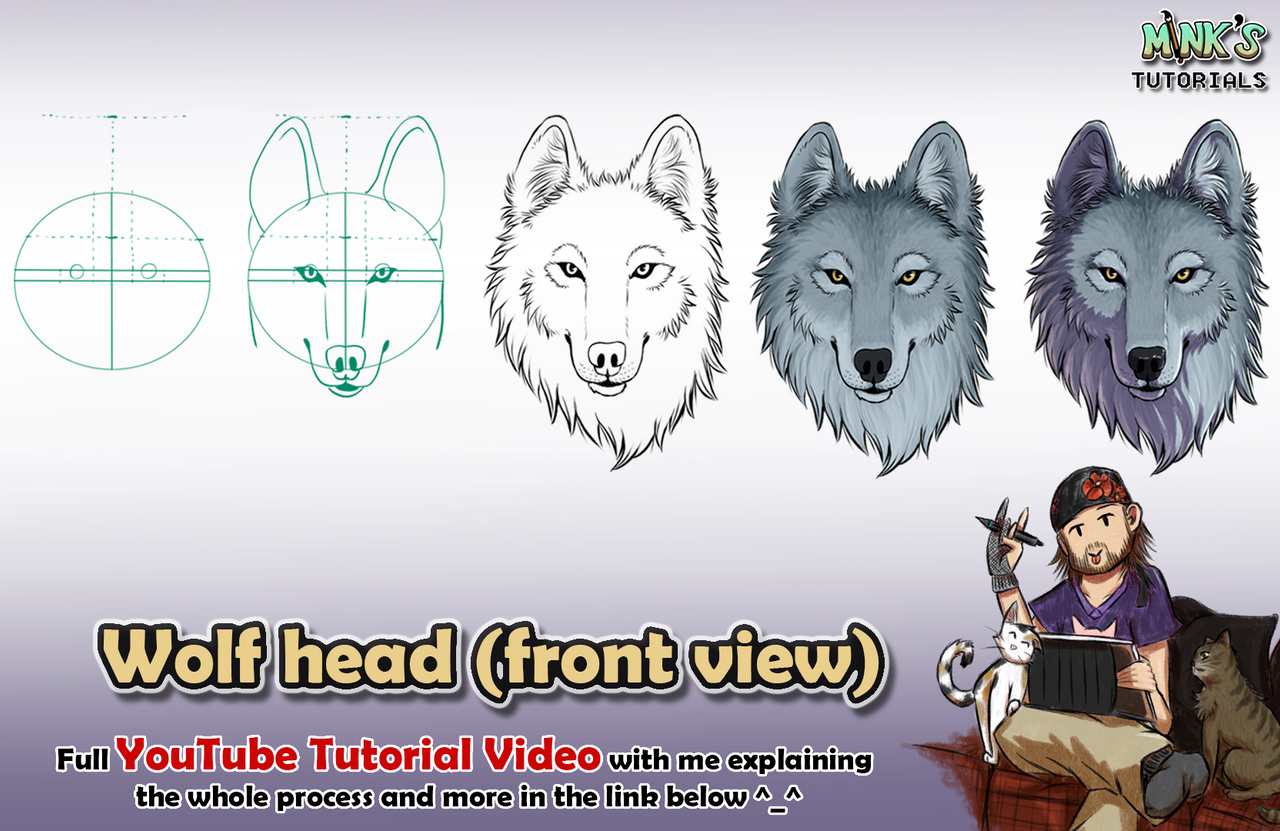 Wolf head (front view) - Mink's Tutorials (YT)