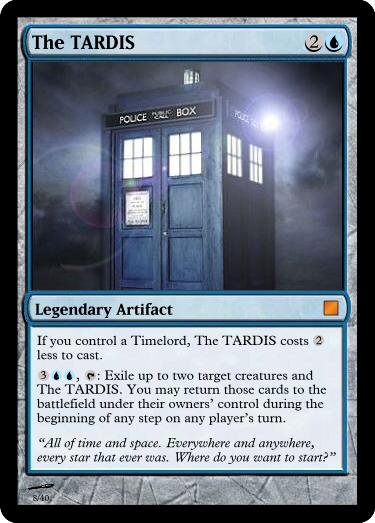 tardis mtg card Magic: The Gathering's Doctor Who set reveals cards for Tenth Doctor, TARDIS and daleks, plus fish fingers in custard