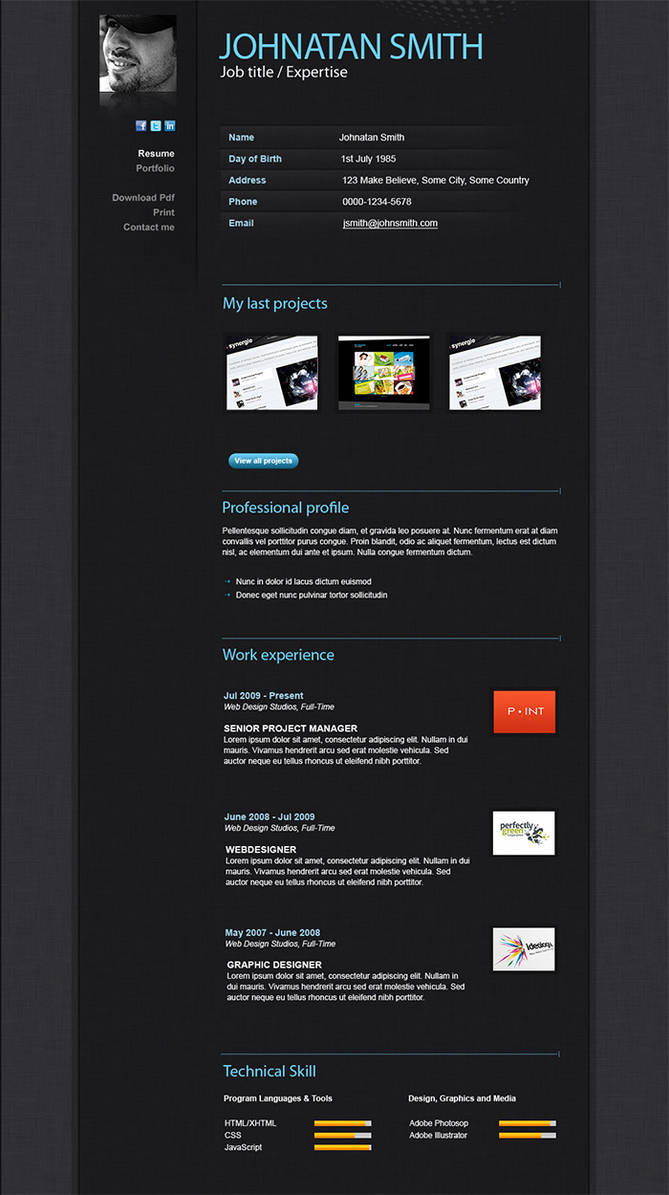 Clean HTML CV RESUME by Ansonika on DeviantArt