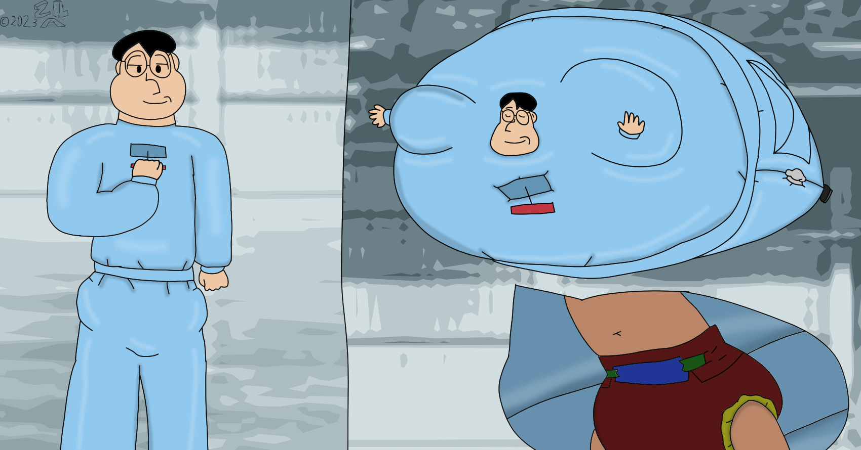 Daiper Inflation Danny Jones diaper inside of the inflatable suit by zacharylunsfordart ...
