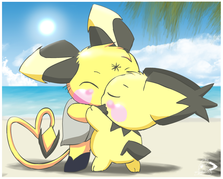 Pichu love on the beach