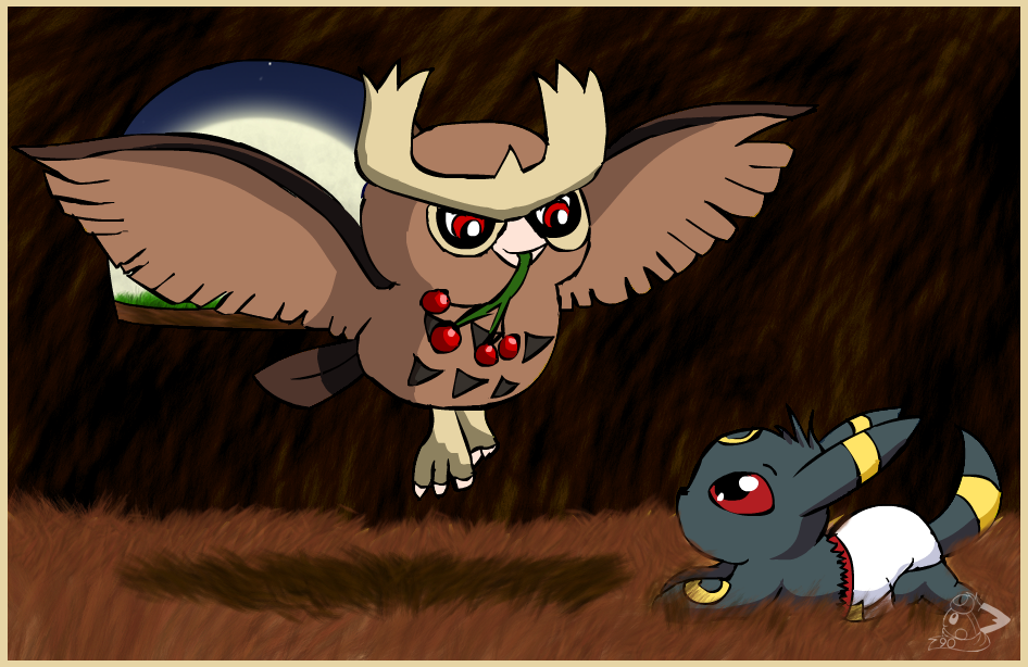 Noctowl and baby umbreon