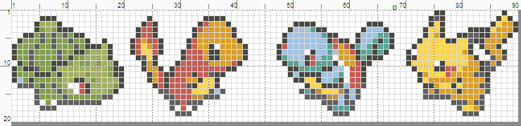 Pokemon Red and Pikachu Pixel Cross Stitch Pattern Download 